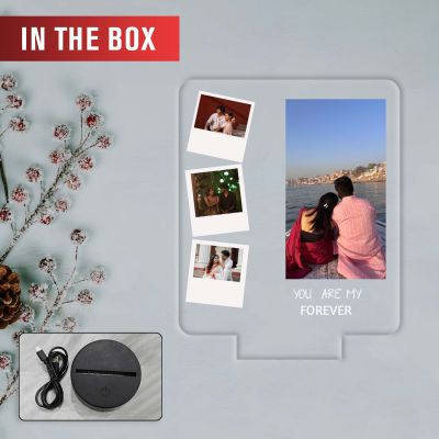 You are My Forever Quote Personalized with Photos | Acrylic UV Printed Lamp with 7 Color Changing Light Gift for Anniversary, Valentines Day, Birthday